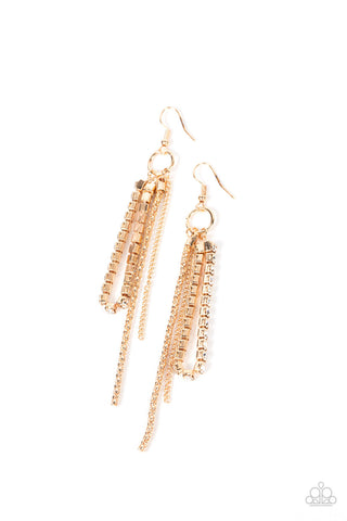 Swing Dance Dazzle - Gold Earrings - Paparazzi Accessories