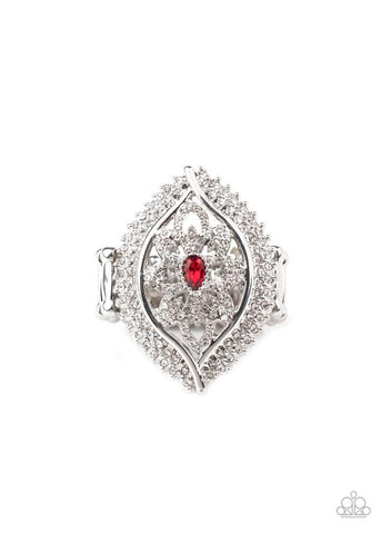 Glammed Up Gardens Red Ring - Paparazzi Accessories