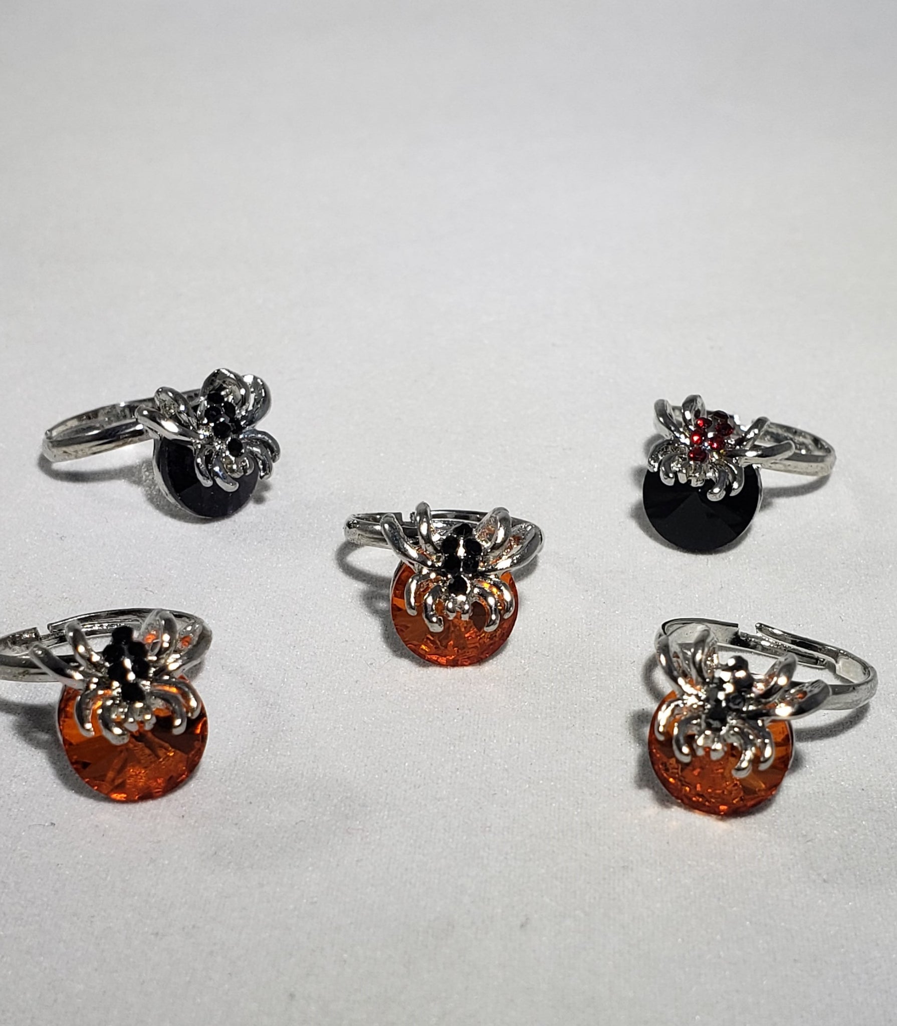 5 Pack of Girl's Spider Rings Multi