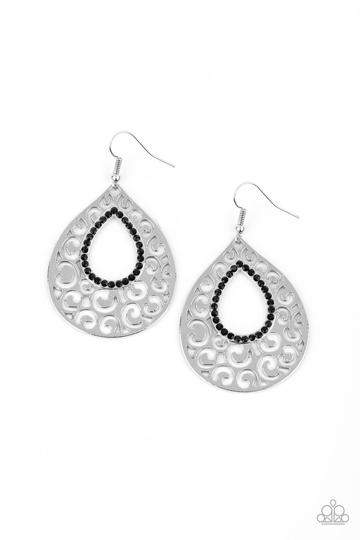 Airy Applique - Black Earrings Paparazzi Jewelry