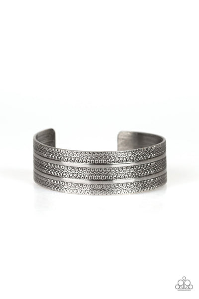 Patterned Plain Silver Bracelet - Paparazzi Accessories
