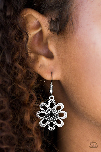 Fashion Floret Black Earring - Paparazzi Jewelry
