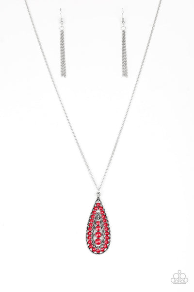 Tiki Tease Red - Paparazzi Necklace