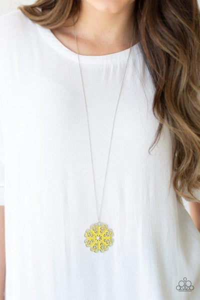 Spin Your Pinwheels Yellow - Paparazzi Necklace