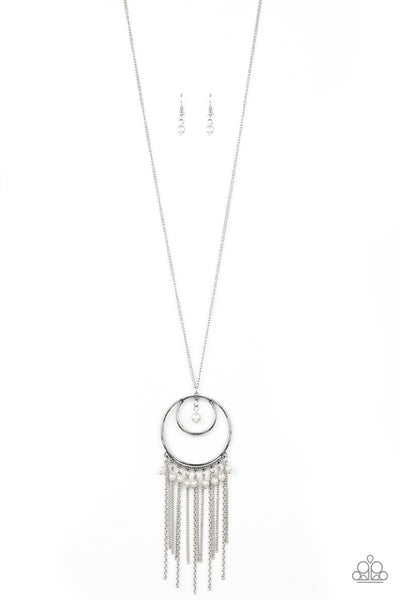 Out of Bounds Shimmer White - Paparazzi Necklace
