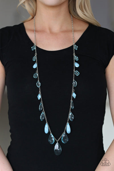 Glow And Steady Wins The Race - Blue Necklace - Paparazzi Accessories