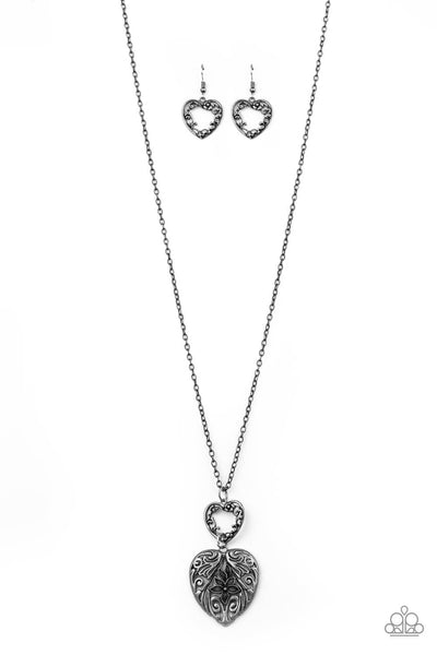 Garden Lovers - Silver Heart Paparazzi Necklace