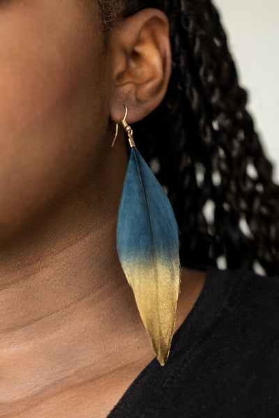 Fleek Feathers Blue - Paparazzi Earring
