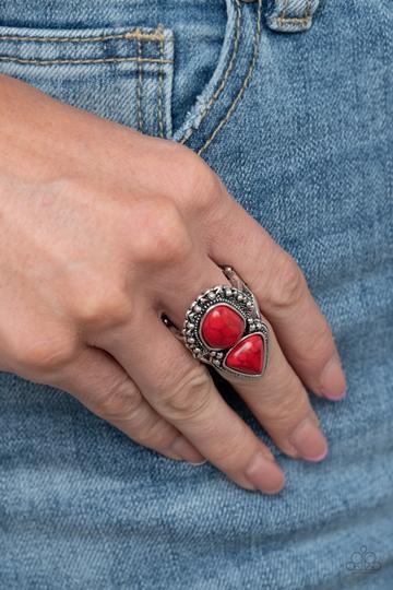 Mojave Mosaic Red Ring - Paparazzi Accessories