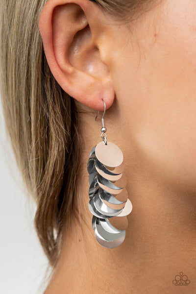 Now You SEQUIN It Silver - Paparazzi Earring