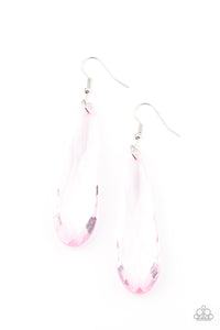 Crystal Teardrop Pink Earrings - Paparazzi Accessories