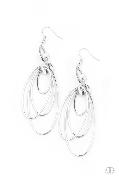 OVAL The Moon - Silver - Paparazzi Earring