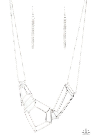 3-D Drama Silver - Paparazzi Necklace