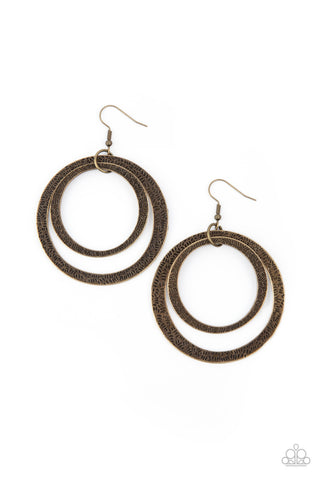 Rounded Out - Brass - Paparazzi Earring