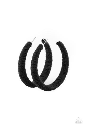 Twine And Dine Black - Paparazzi Earring