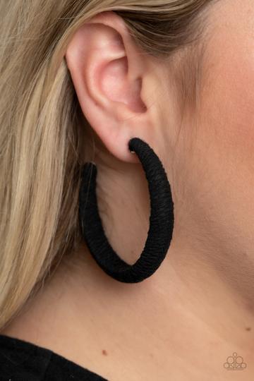 Twine And Dine Black - Paparazzi Earring