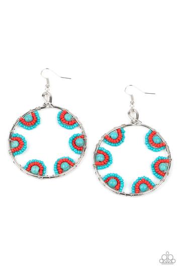 Off The Rim Blue Multi Earrings - Paparazzi Accessories