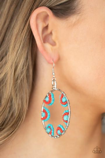 Off The Rim Blue Multi Earrings - Paparazzi Accessories