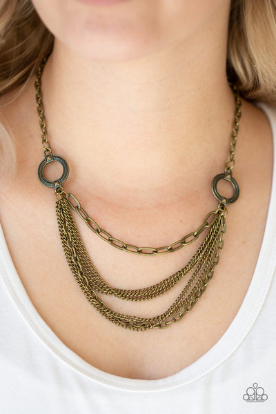 Chains of Command Brass - Paparazzi Necklace