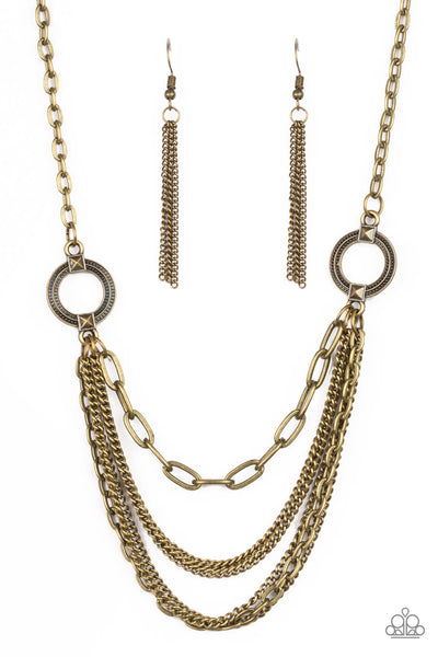 Chains of Command Brass - Paparazzi Necklace