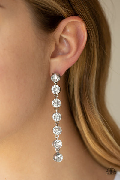 Dazzling Debonair White - Paparazzi Earring