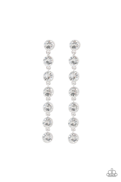 Dazzling Debonair White - Paparazzi Earring