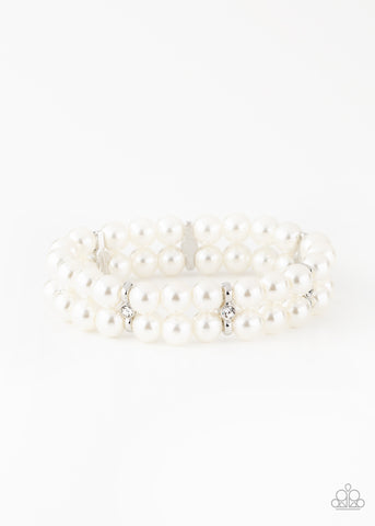 Downton Debut White - Paparazzi Bracelet