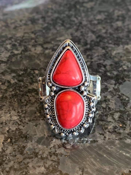 Mojave Mosaic Red Ring - Paparazzi Accessories