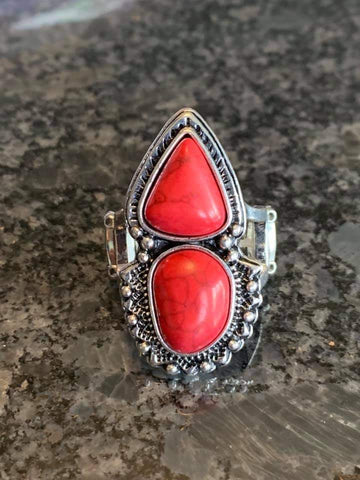 Mojave Mosaic Red Ring - Paparazzi Accessories