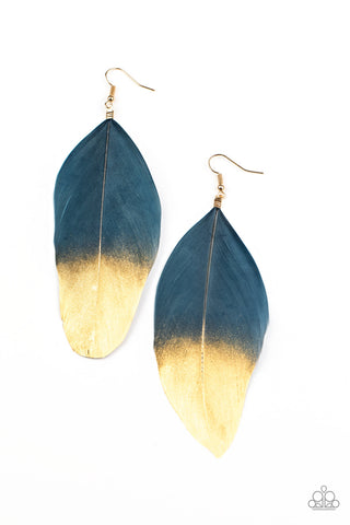 Fleek Feathers Blue - Paparazzi Earring