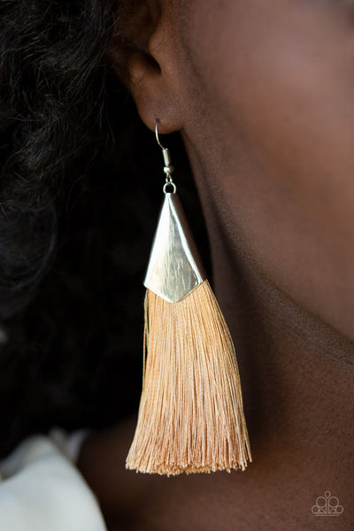 In Full Plume Brown - Paparazzi Earring