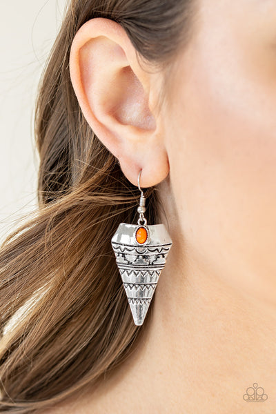 Jurassic Journey Orange - Paparazzi Earring