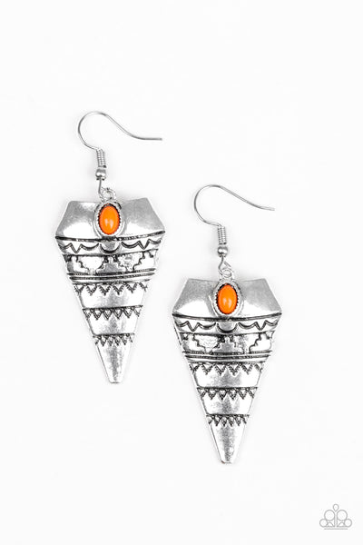 Jurassic Journey Orange - Paparazzi Earring