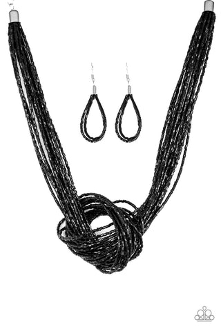 Knotted Knockout Black - Paparazzi Necklace