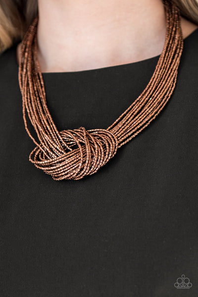 Knotted Knockout Copper - Paparazzi Necklace