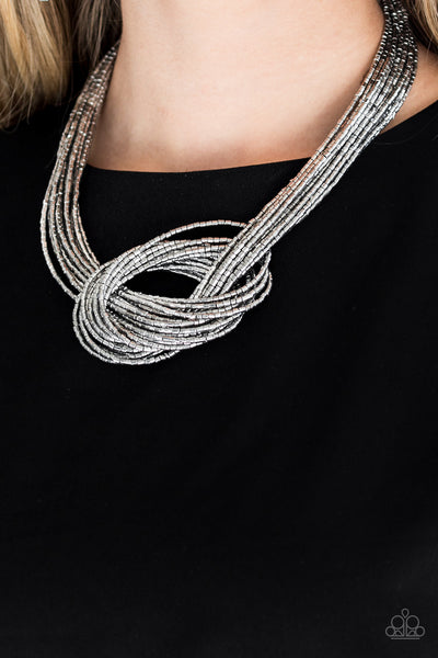 Knotted Knockout Silver - Paparazzi Necklace