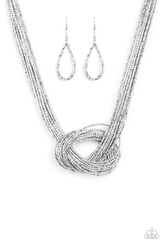 Knotted Knockout Silver - Paparazzi Necklace