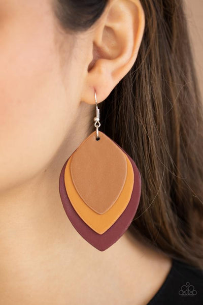 Light as a Leather Multi-Color earrings - Paparazzi Accessories