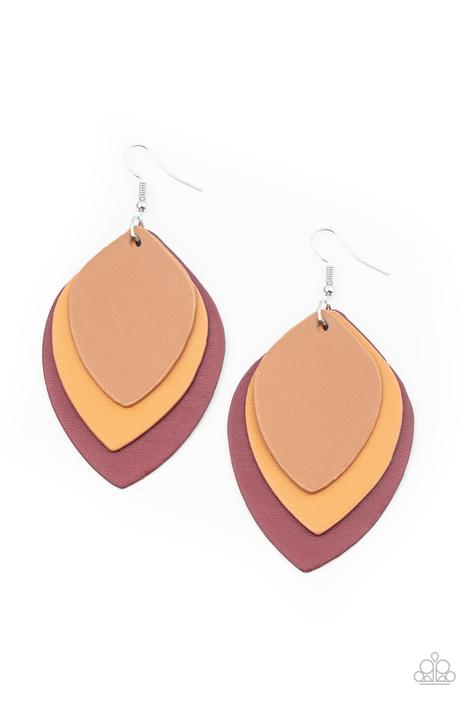 Light as a Leather Multi-Color earrings - Paparazzi Accessories