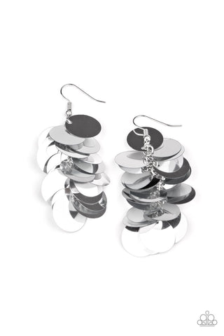 Now You SEQUIN It Silver - Paparazzi Earring