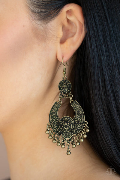 Sunny Chimes Brass - Paparazzi Earring