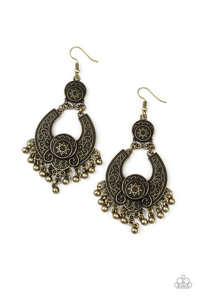 Sunny Chimes Brass - Paparazzi Earring