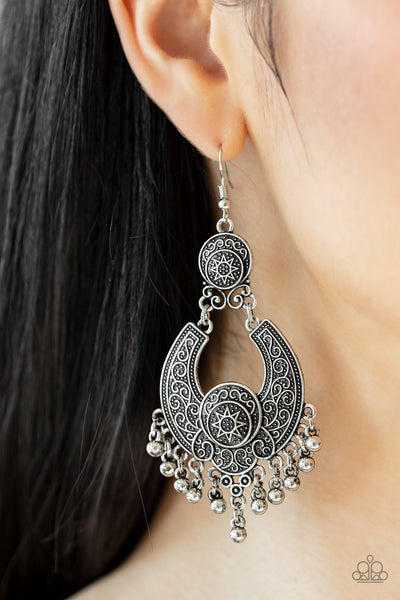 Sunny Chimes Silver - Paparazzi Earring