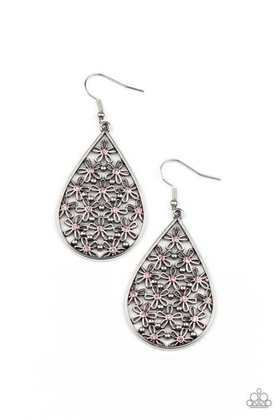 Tik Tik Bloom! Pink Earrings - Paparazzi Accessories