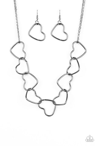 Unbreak My Heart Black - Paparazzi Necklace