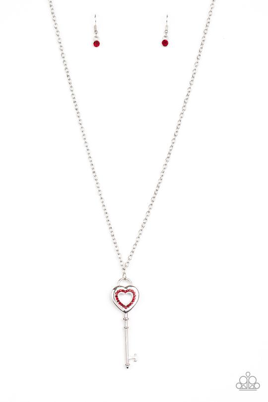 Unlock Your Heart Red - Paparazzi Necklace