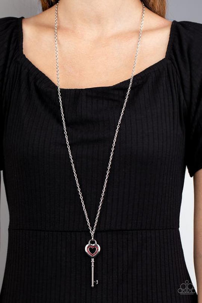 Unlock Your Heart Red - Paparazzi Necklace