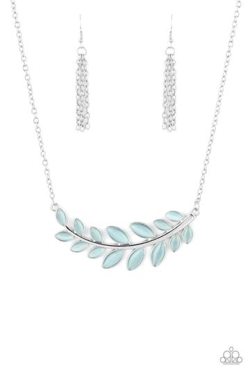 Frosted Foliage - Blue Necklace - Paparazzi Accessories