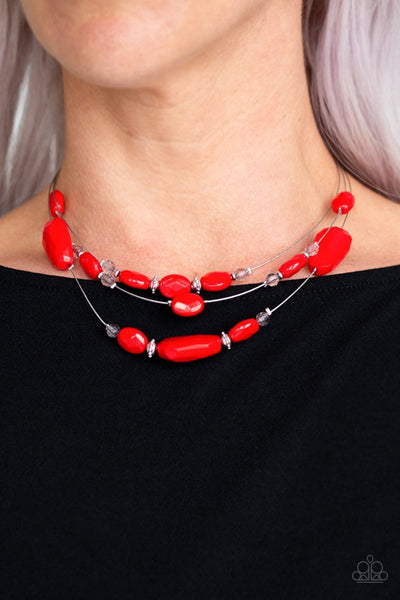 Radiant Reflections Red - Paparazzi Necklace