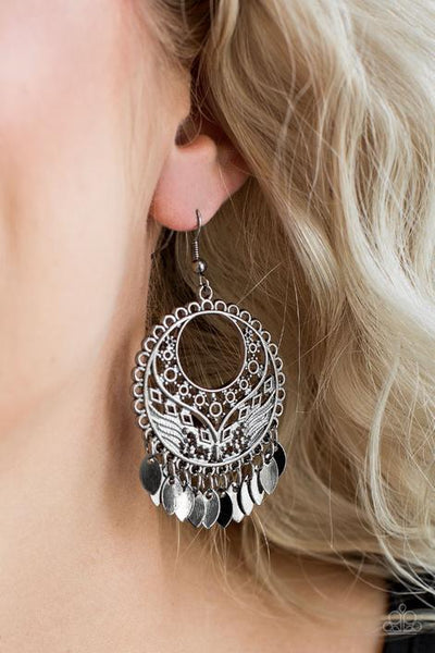 Far Off Horizons Black Gunmetal Earring - Paparazzi Jewelry